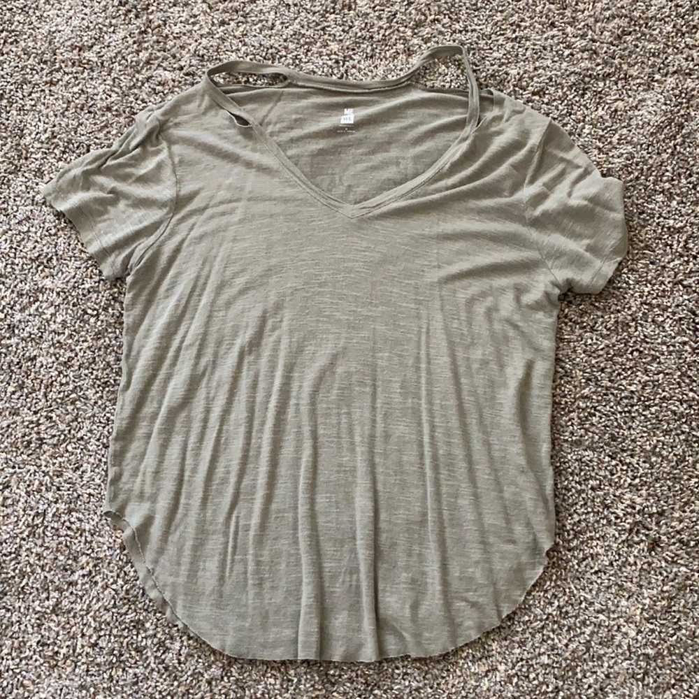 PacSun muted green cute out shoulder top